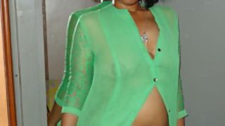 Juicy indian babe lily in see thru green top getting naked