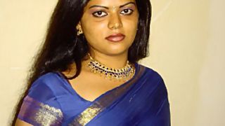hot and sexy Neha Nair in blue south Indian sari